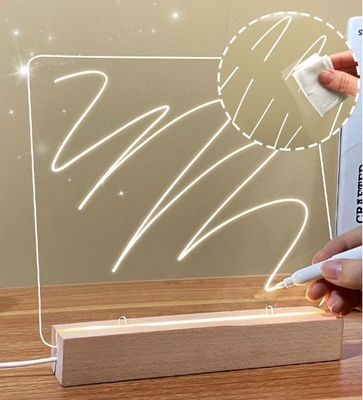 kupować DIY Akrylowe notatki wymazywalne Led Light Display Stand z piórem do pisania Ciepła biała nocna lampa online manufacture