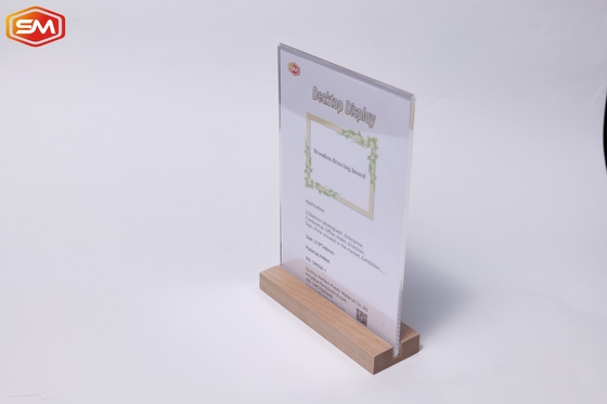 kupować Acrylowy uchwyt na tablicy, uchwyt na ramie, uchwyt na menu z drewnianą podstawą online manufacture