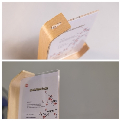 kupować Jakość ręcznie wykonana 4x6 5x7 6x8 L kształt akrylowy ramka zdjęciowa z drewnianą podstawą online manufacture