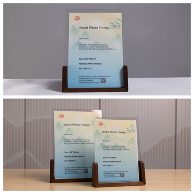 Walnut Acrylic Photo Frame U Shape Solid Beech z logo na zamówienie