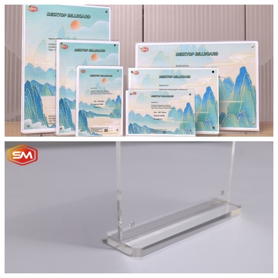 Szybka wysyłka Krągły róg A4 menu papierowy T kształt Acryliczny posiadacz znaku z dostosowanym rozmiarem